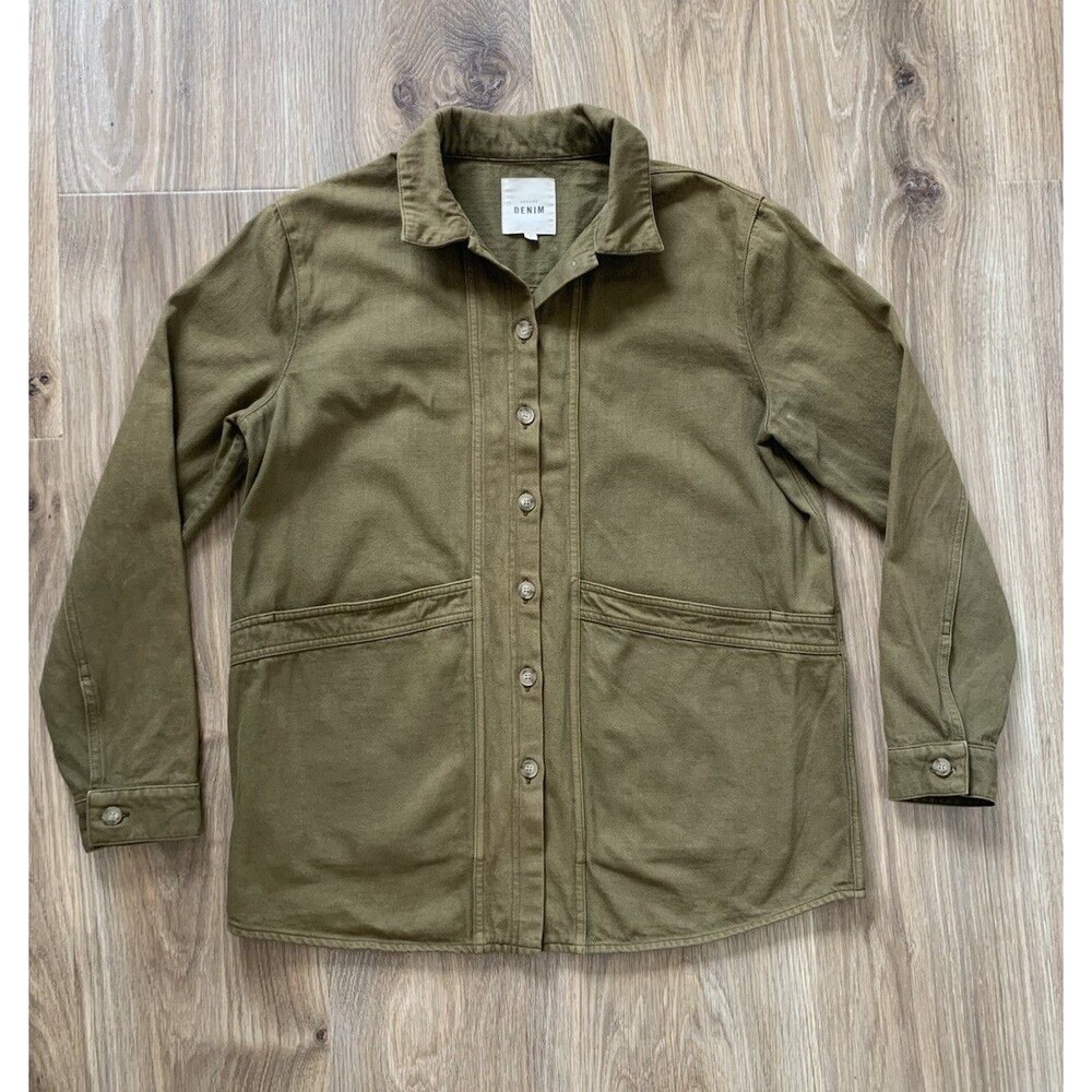 Sézane Will Jacket M Khaki Olive Green 100% Organic Cotton Chore Utility Jacket